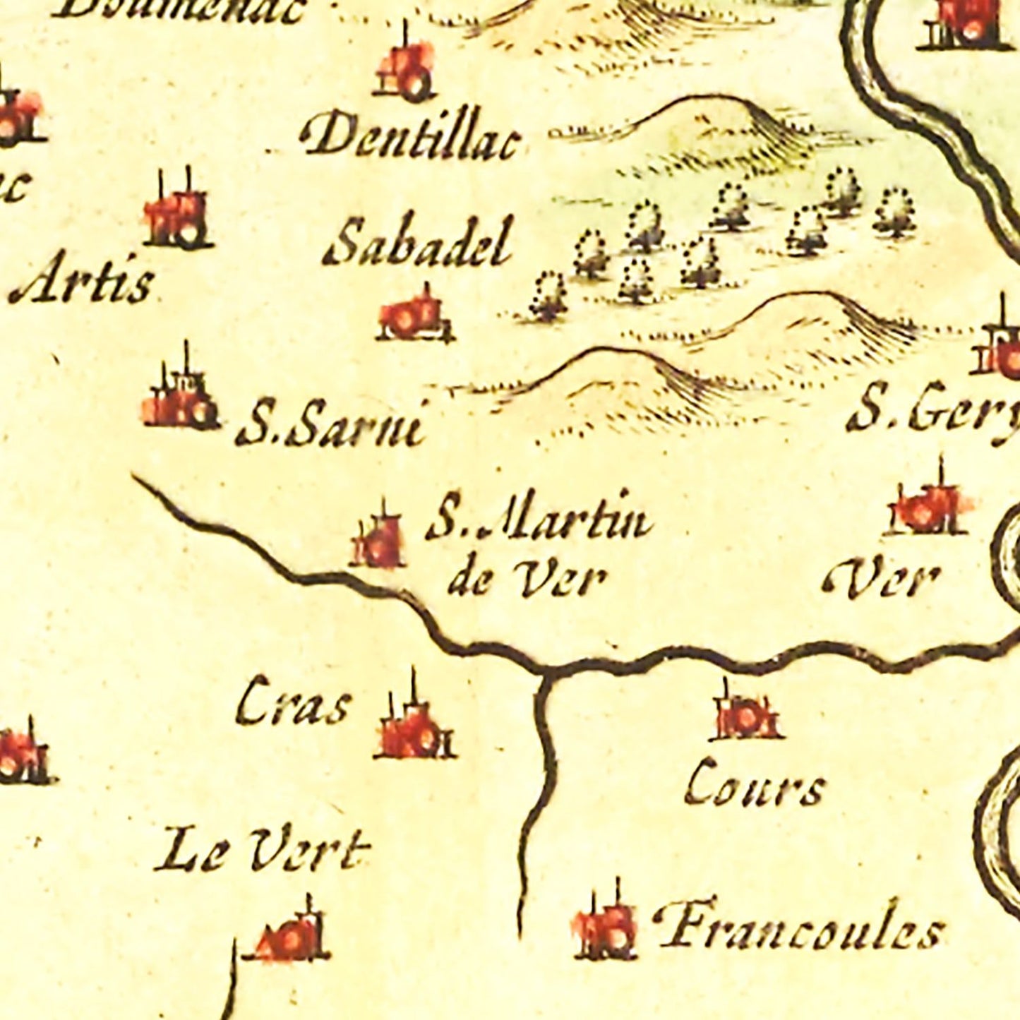 Vintage Map of Quercy, France 1665