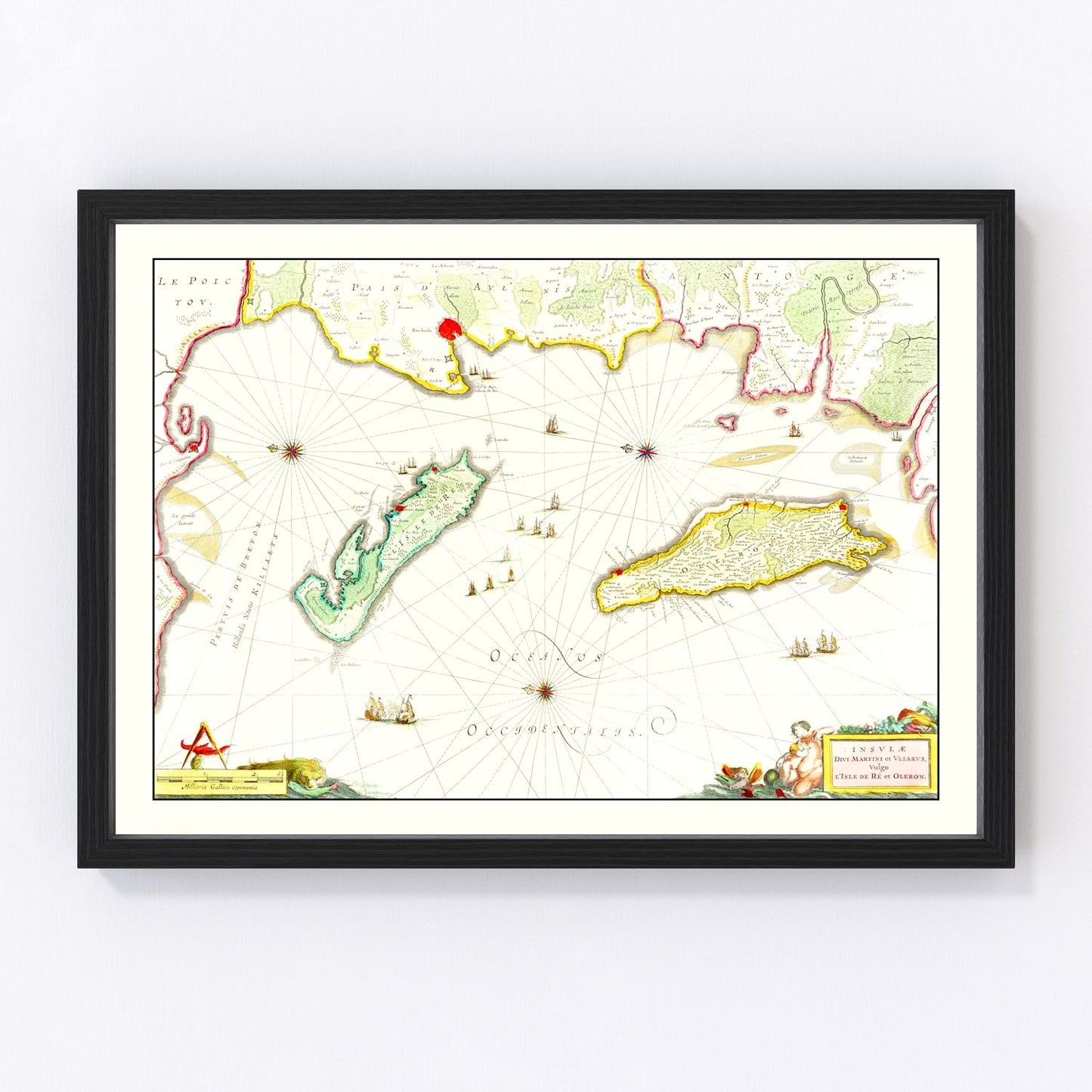 Vintage Map of Re & Oleron, France 1665