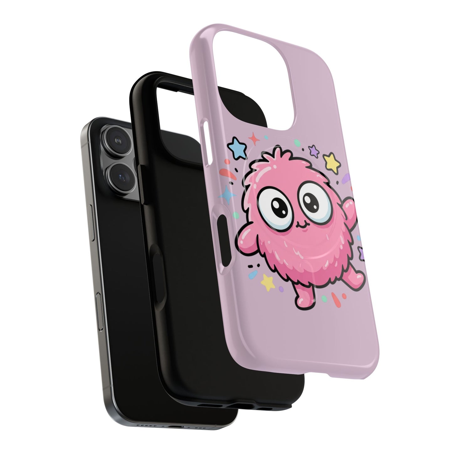 Cute Pink Fuzzy Monster Tough Magnetic Phone Case — Cute Kawaii Protective iPhone Cover