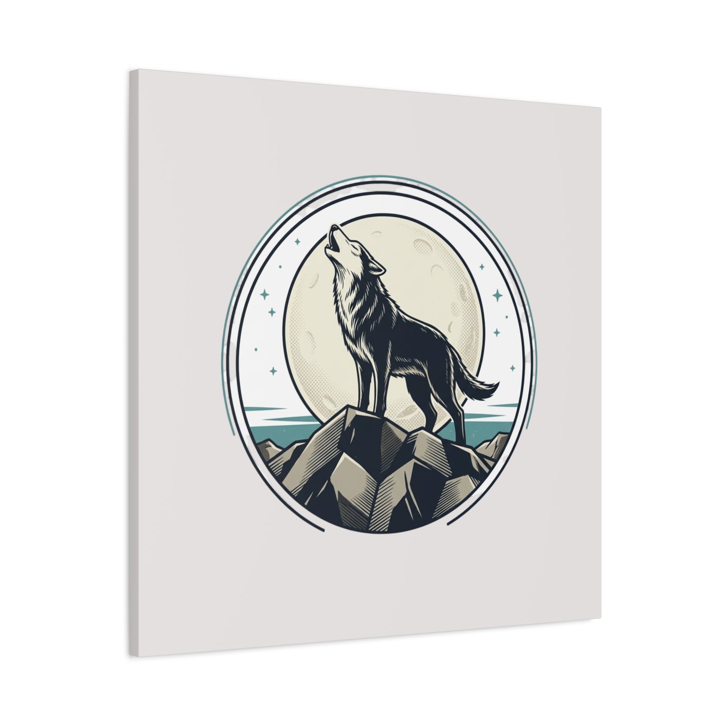 Howling Wolf Canvas Wall Art — Moonlit Wilderness Matte Stretched Print
