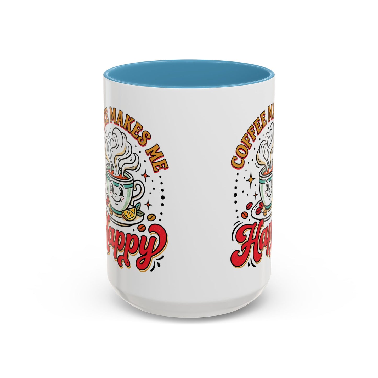 Coffee Mug — "Coffee Makes Me Happy" Cute Retro Accent Mug (11/15oz)