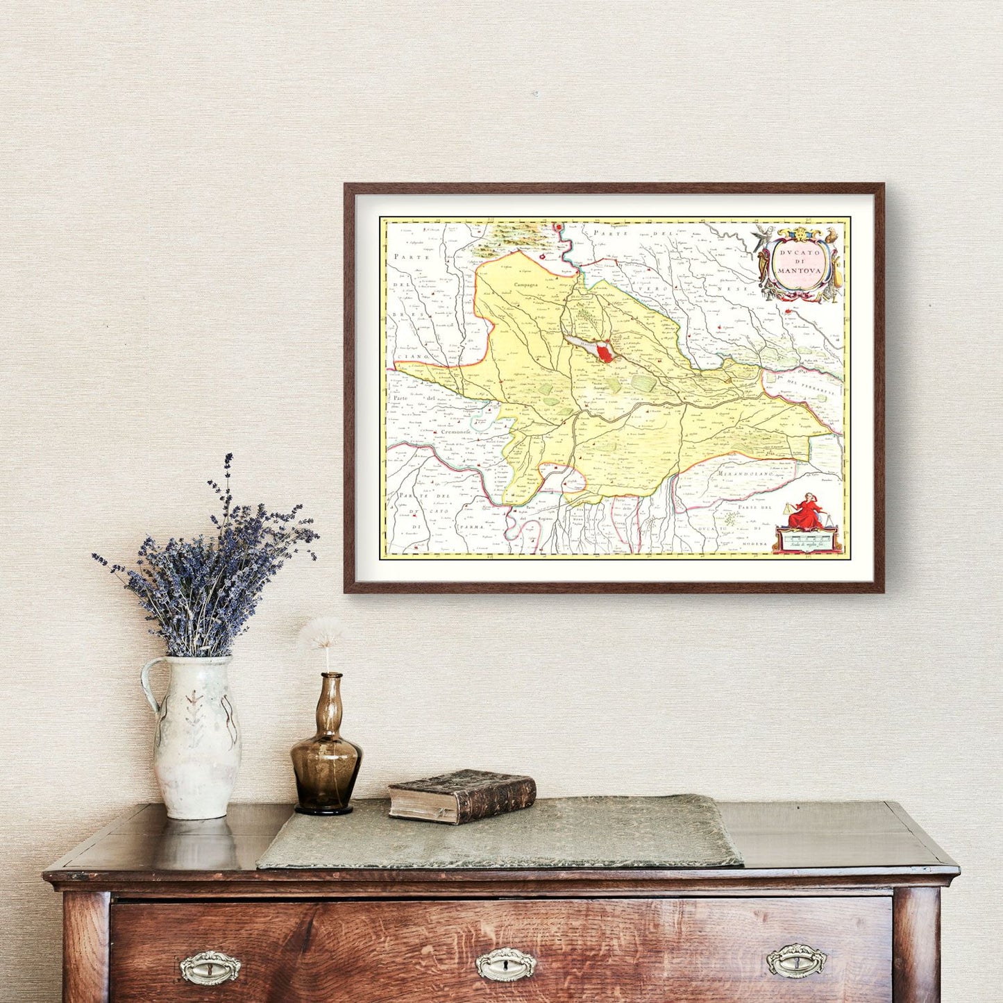 Vintage Map of Mantua, Italy 1665