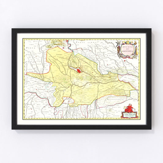 Vintage Map of Mantua, Italy 1665