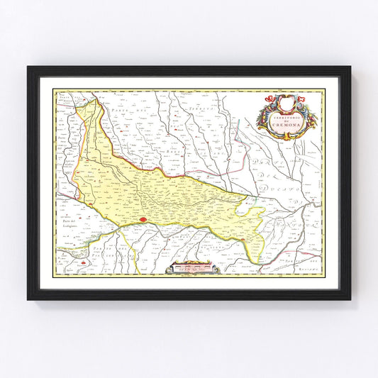Vintage Map of Cremona, Italy 1665