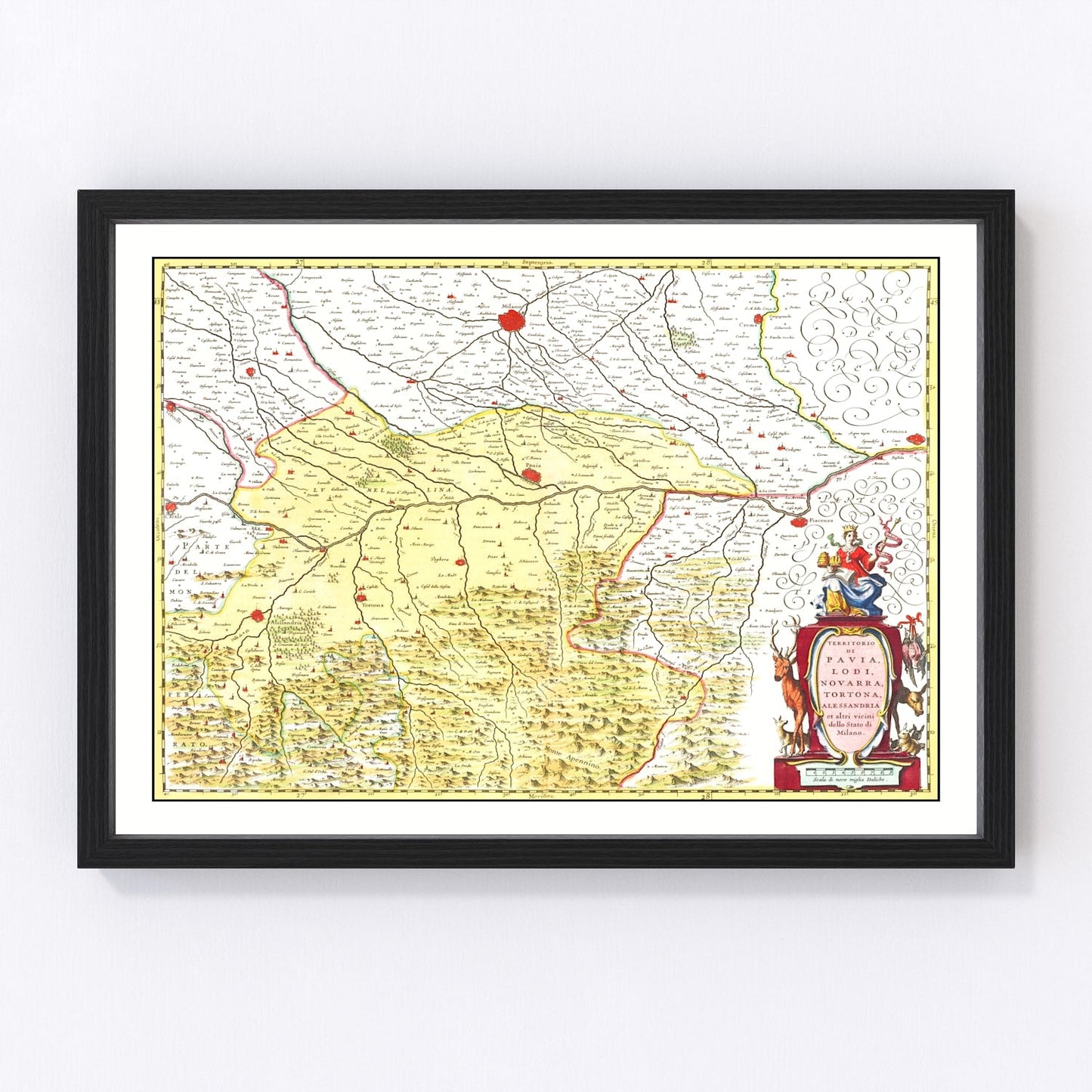 Vintage Map of Lodi & Pavia Italy 1665