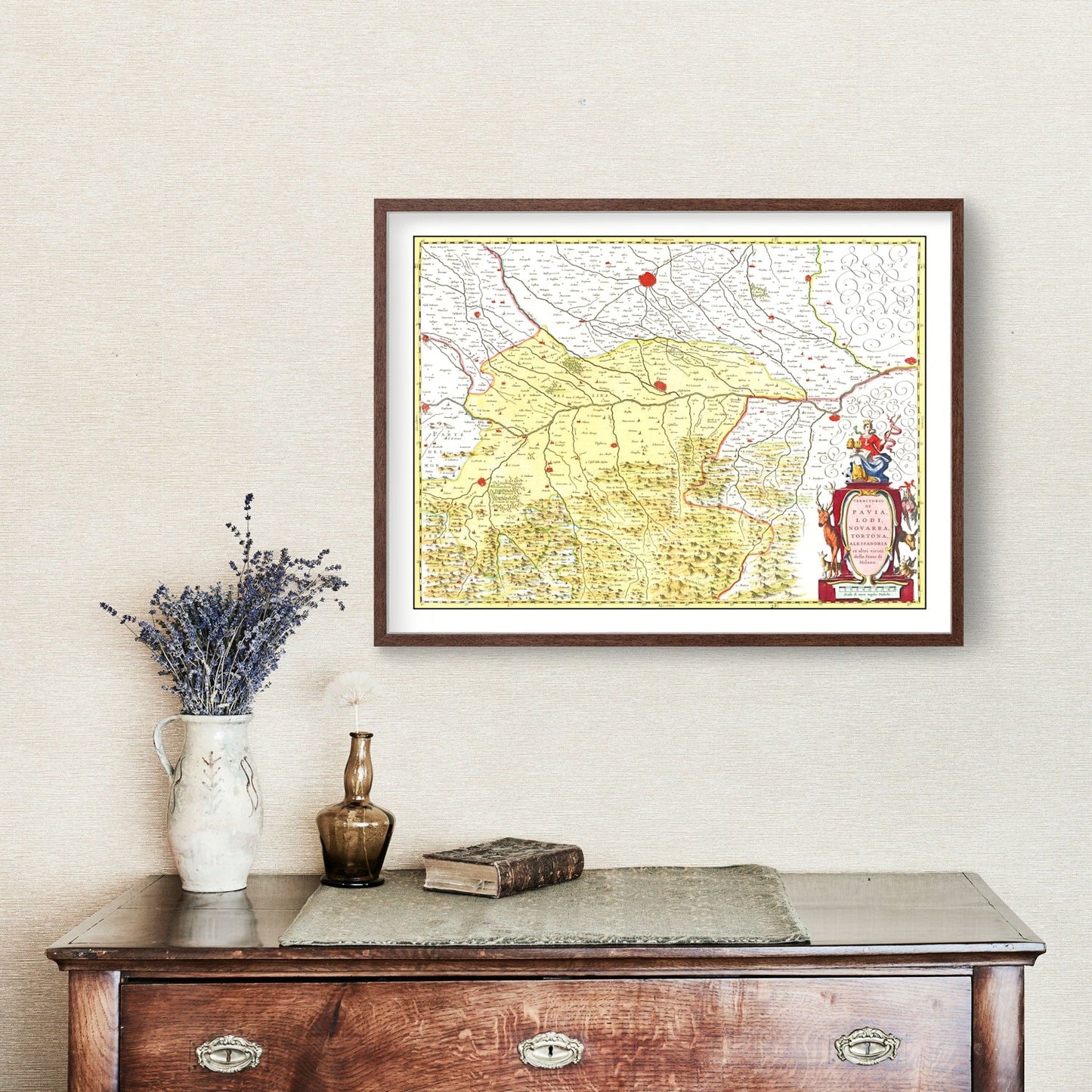 Vintage Map of Lodi & Pavia Italy 1665