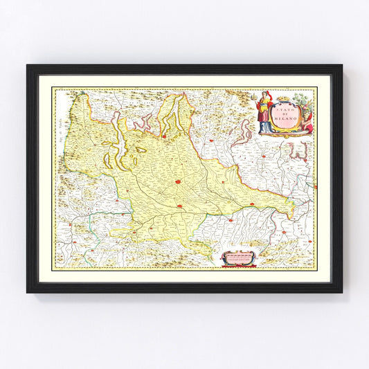 Vintage Map of Milan, Italy 1665