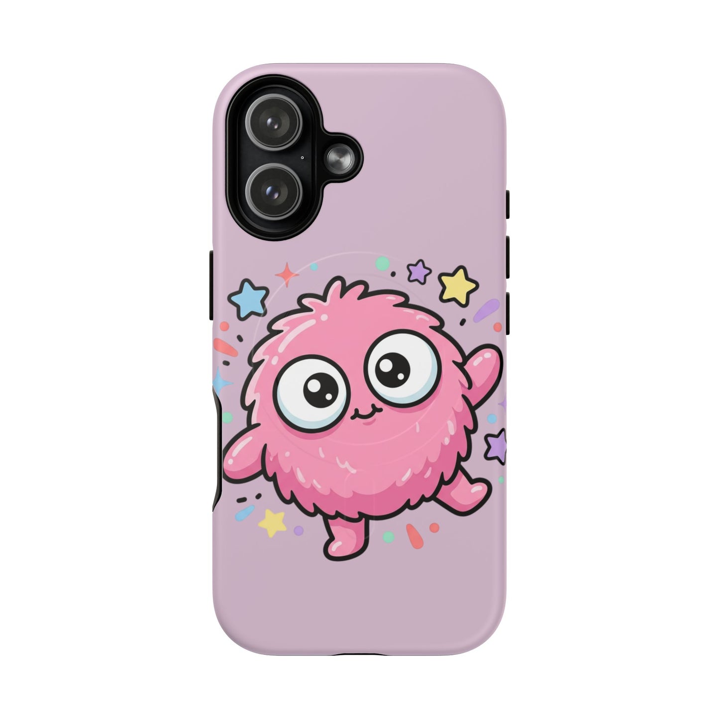 Cute Pink Fuzzy Monster Tough Magnetic Phone Case — Cute Kawaii Protective iPhone Cover