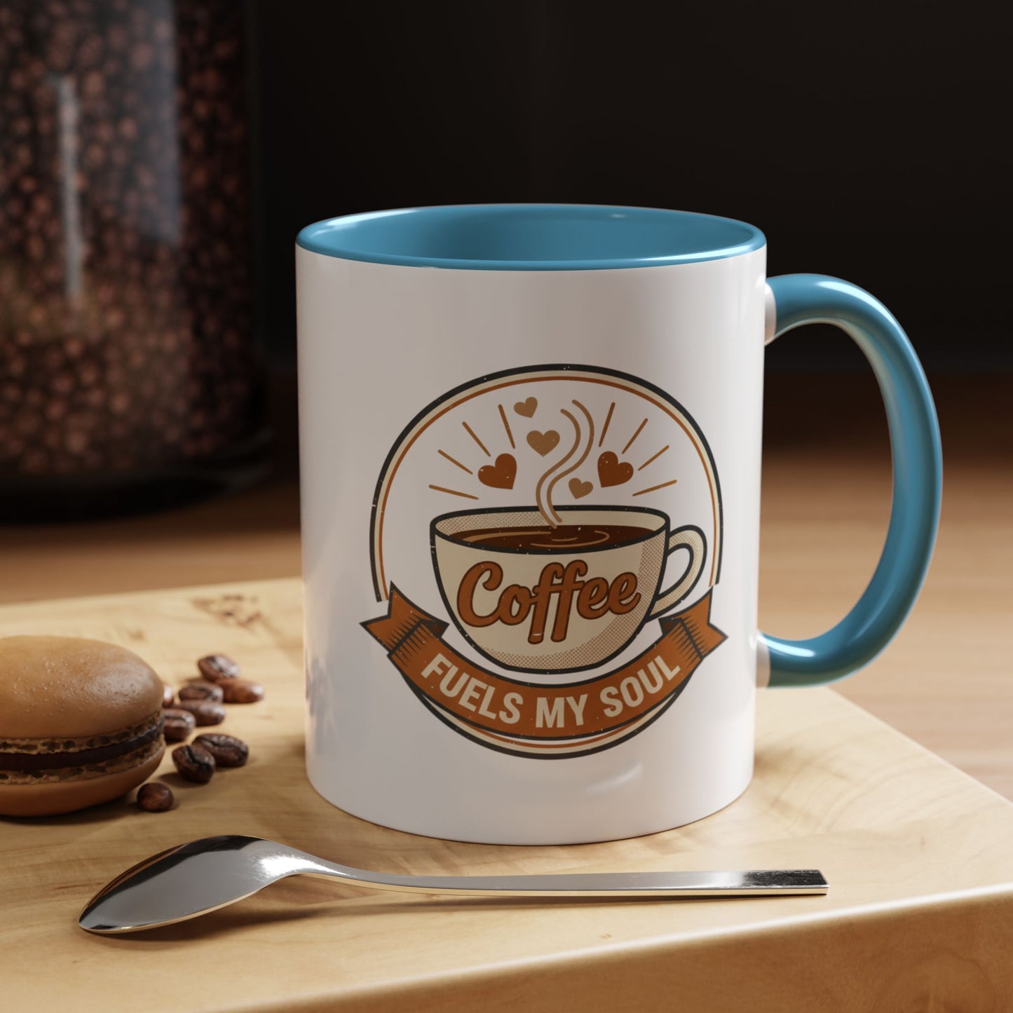 Coffee Mug - "Coffee Fuels My Soul" Accent Ceramic Mug (11/15oz)
