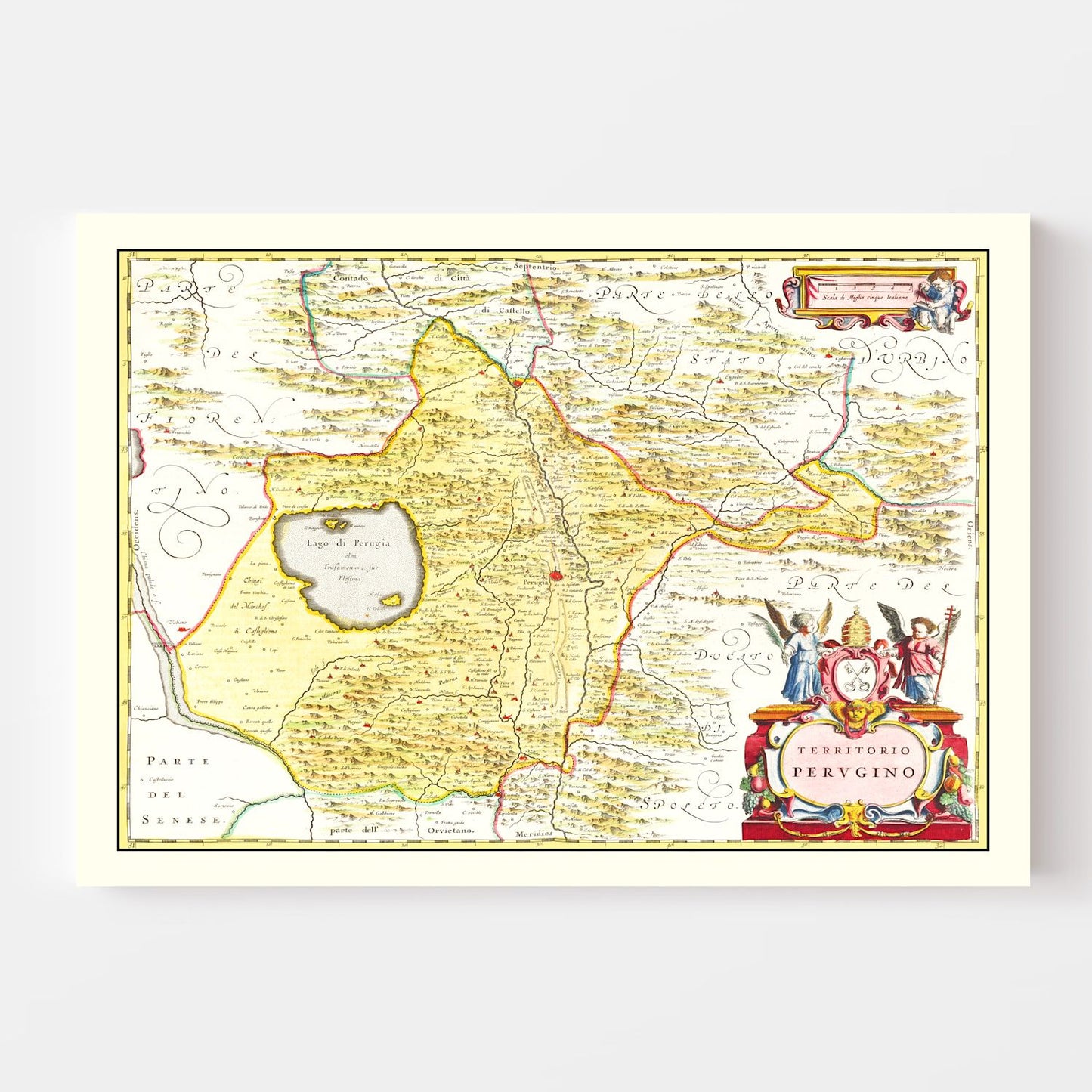 Vintage Map of Perugia, Italy 1665