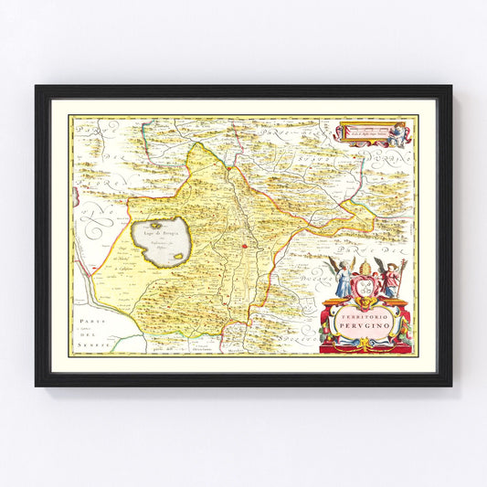 Vintage Map of Perugia, Italy 1665