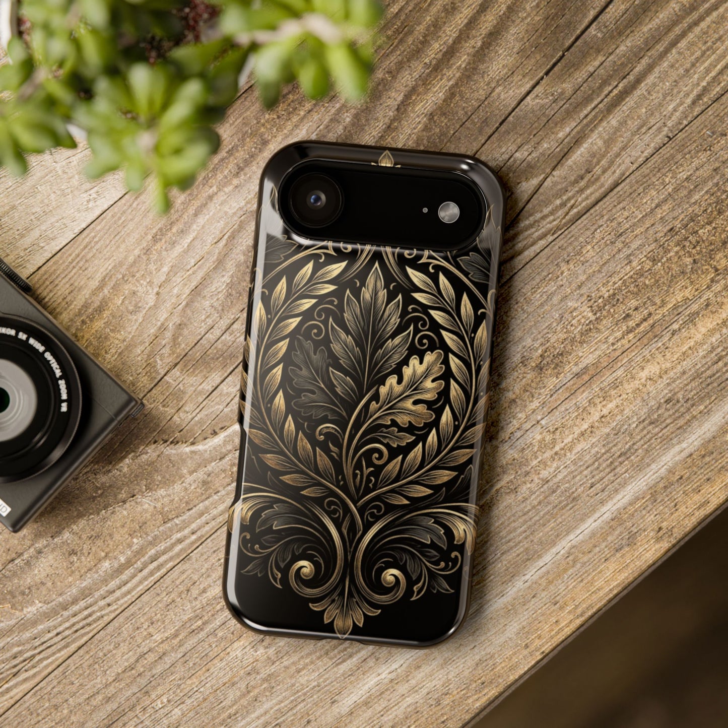 Baroque Gold Leaf Phone Case — Impact-Resistant Protective Cover