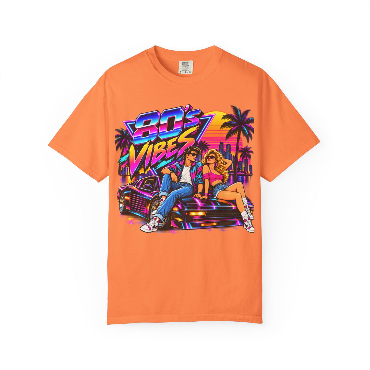 80s Vibes retro car scene T-shirt | neon palm sunset