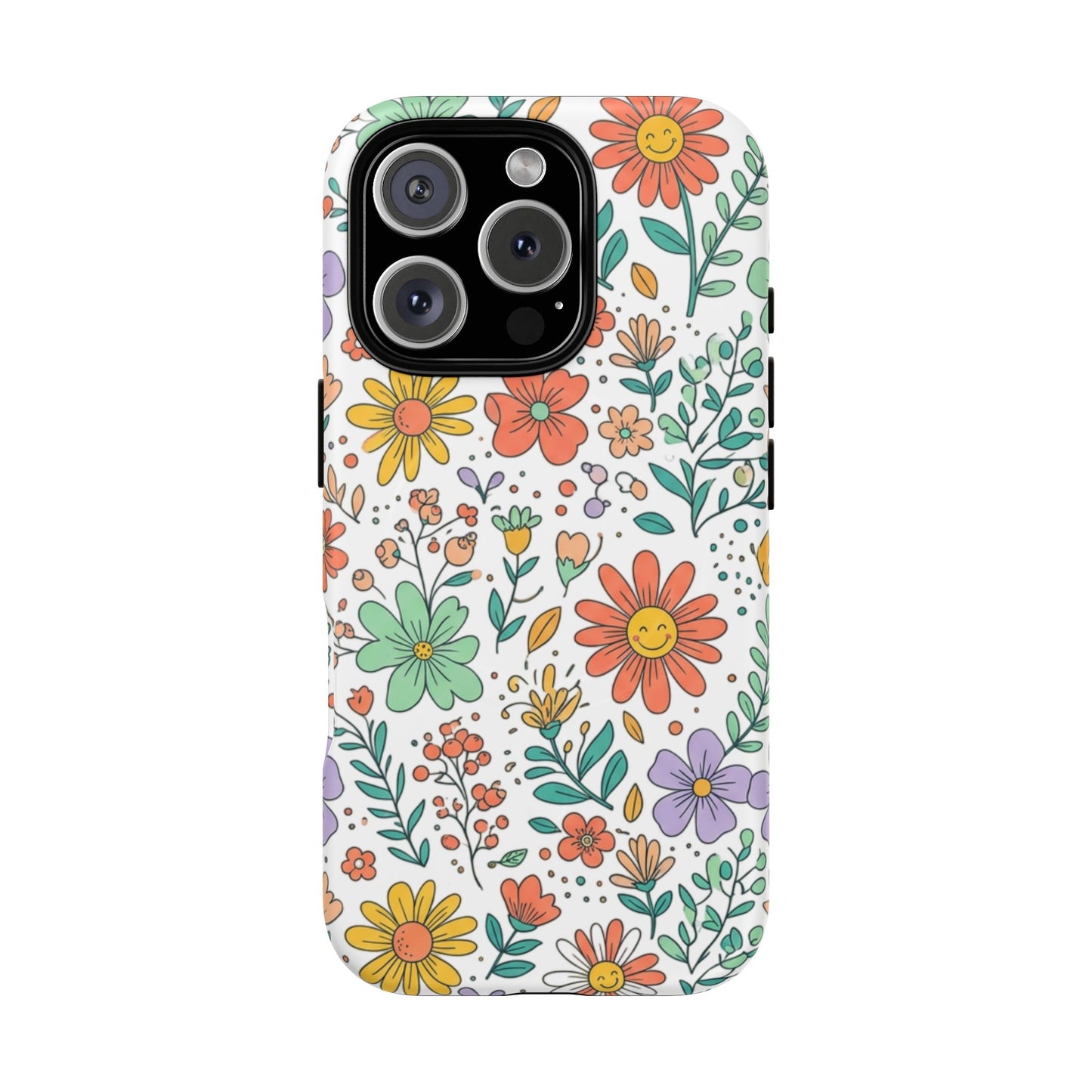 Floral Doodle Tough Magnetic Phone Case – Colorful Wildflower Protection