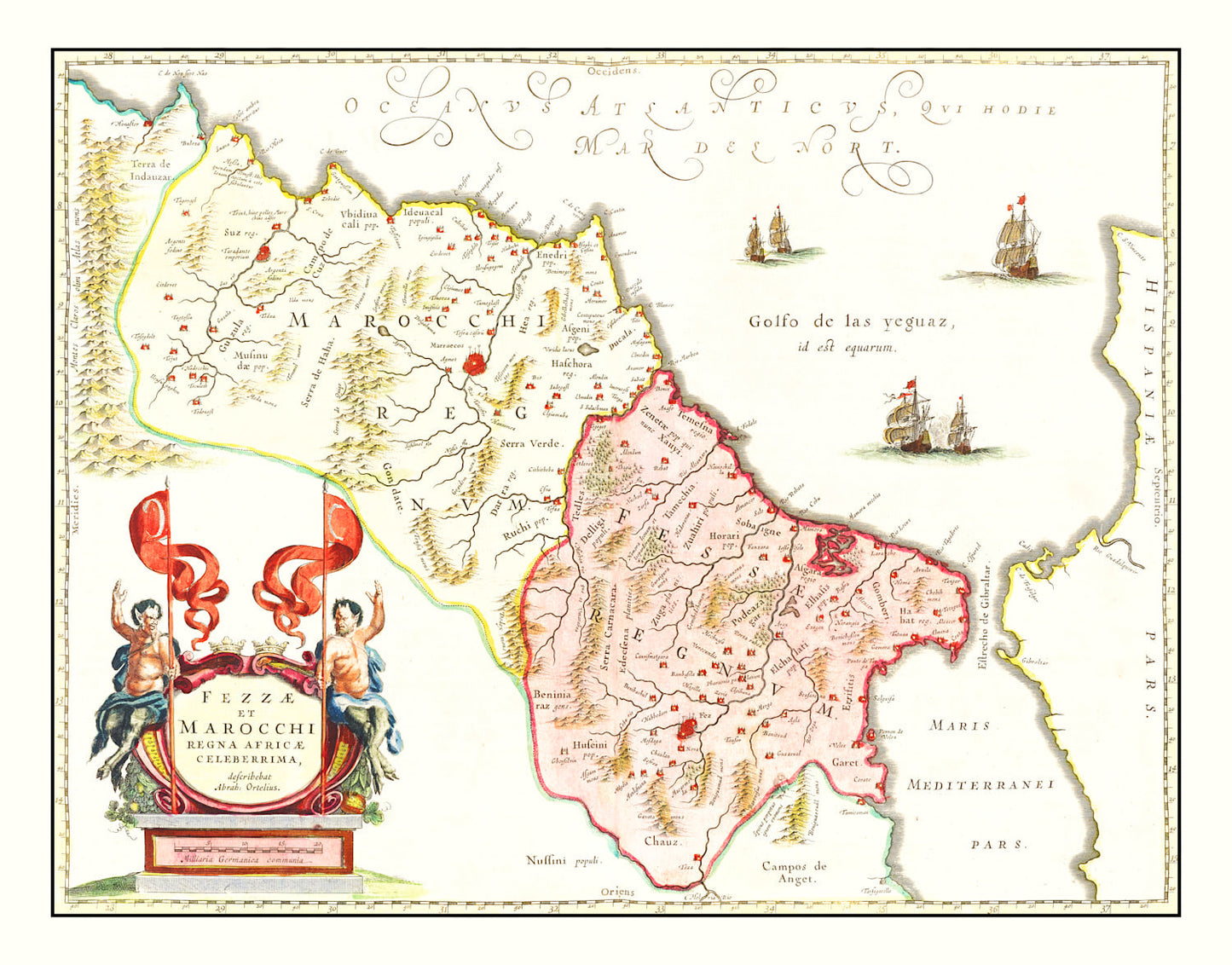 Vintage Map of Morocco 1665