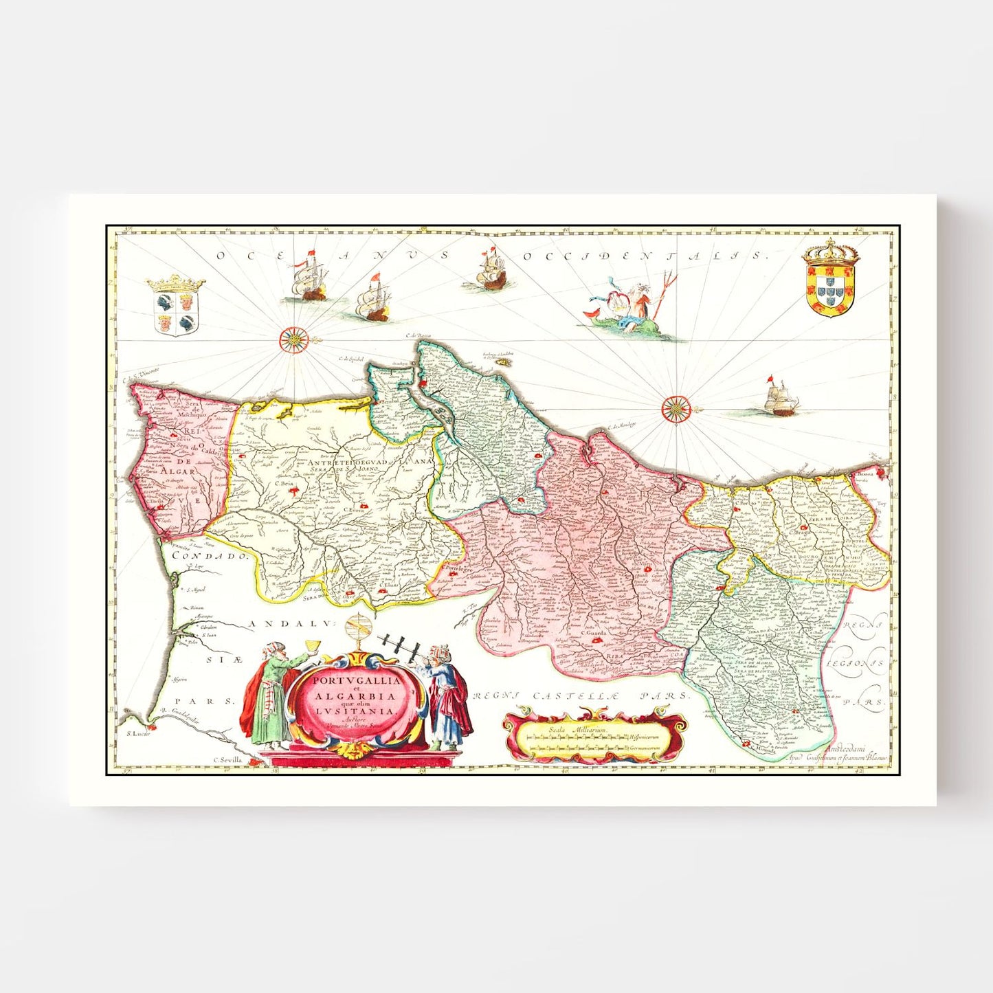 Vintage Map of Portugal 1665