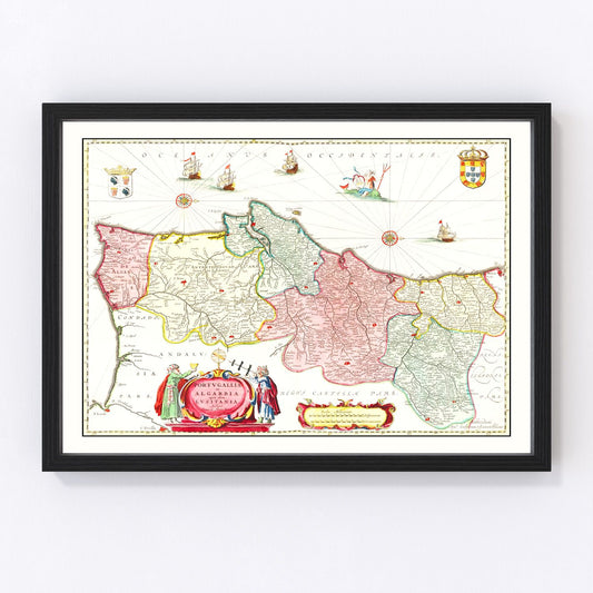 Vintage Map of Portugal 1665