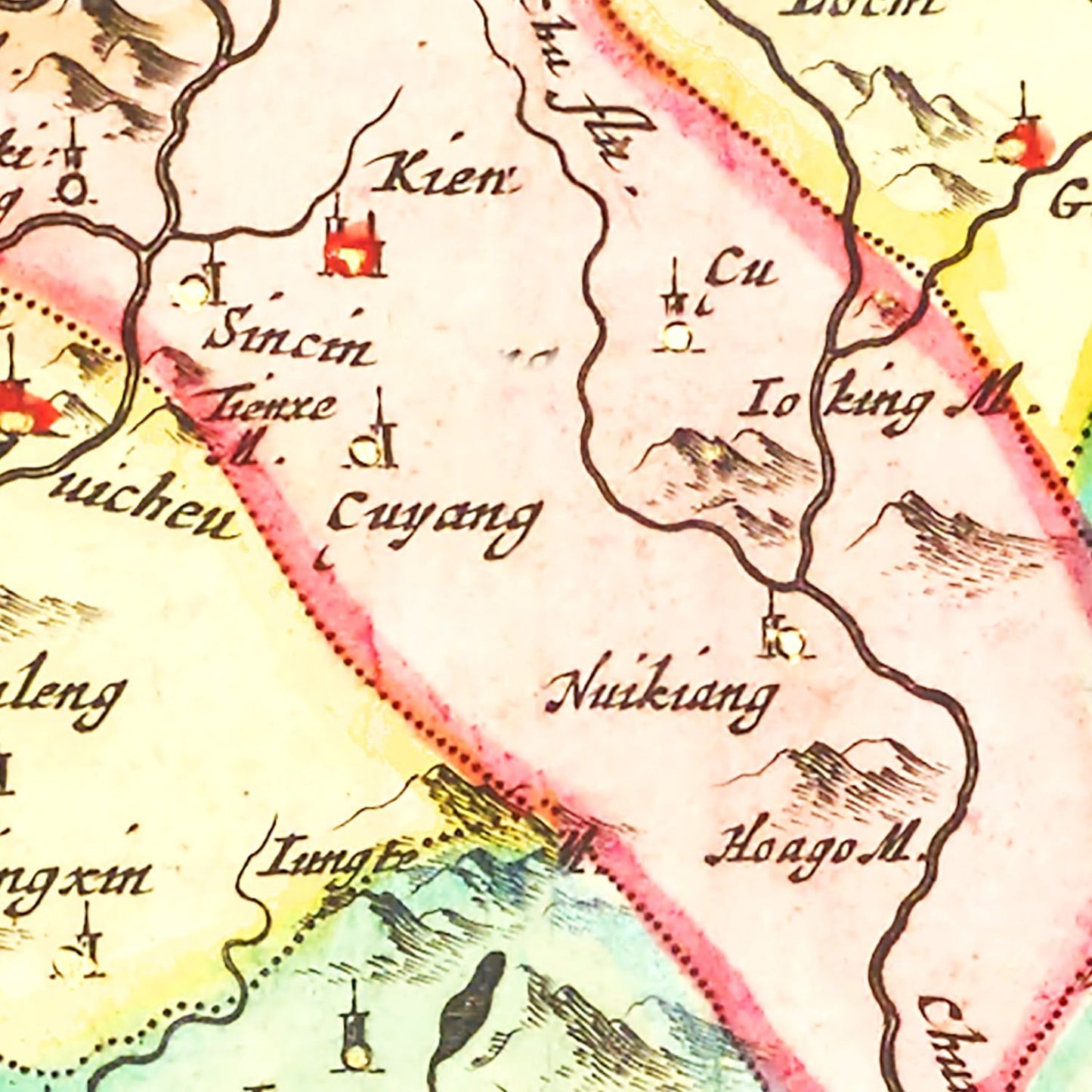 Vintage Map of Suchen, China 1665
