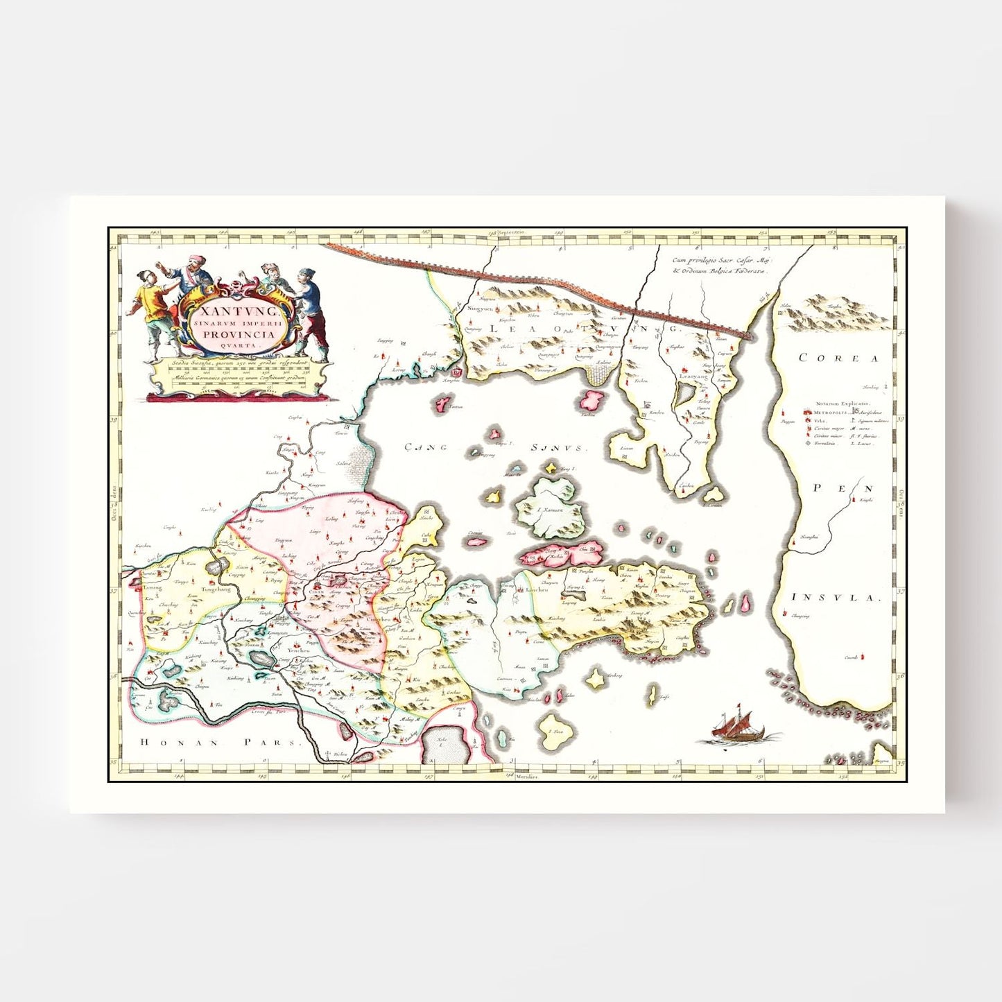 Vintage Map of Shantung, China 1665