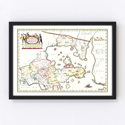 Vintage Map of Shantung, China 1665