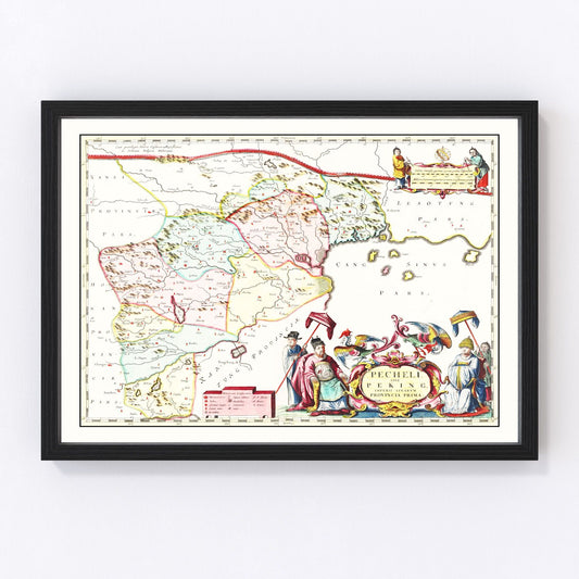 Vintage Map of Peking, China 1665