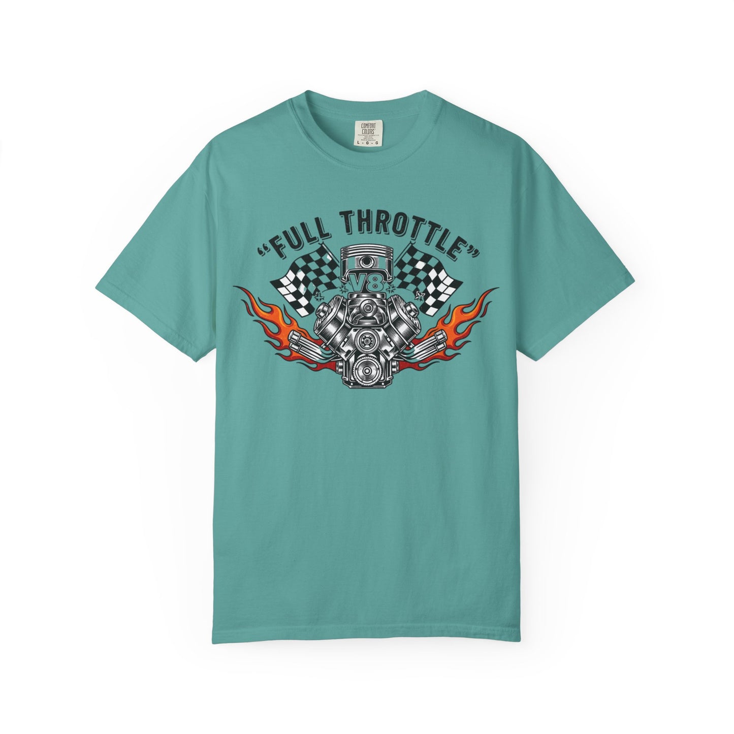 Full Throttle V8 Engine T-shirt | Racing Flags, Flames