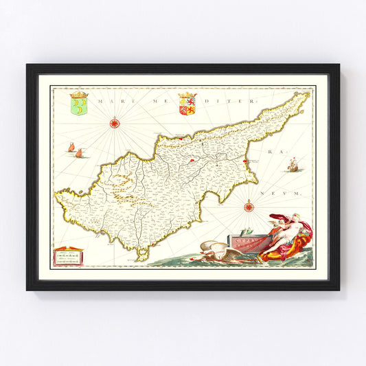 Vintage Map of Cyprus 1665