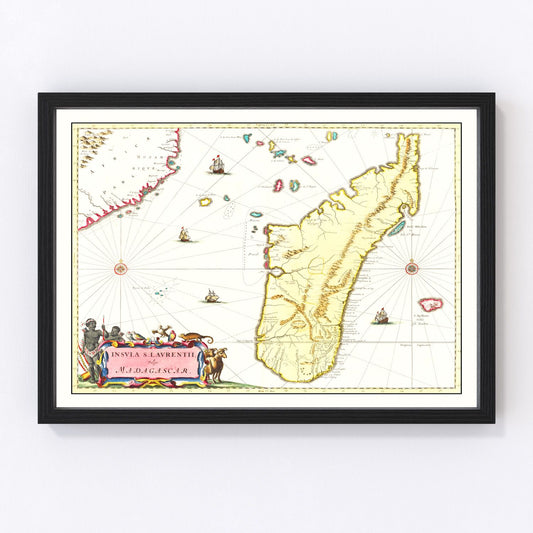 Vintage Map of Madagascar 1665