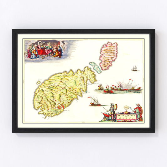 Vintage Map of Malta 1665