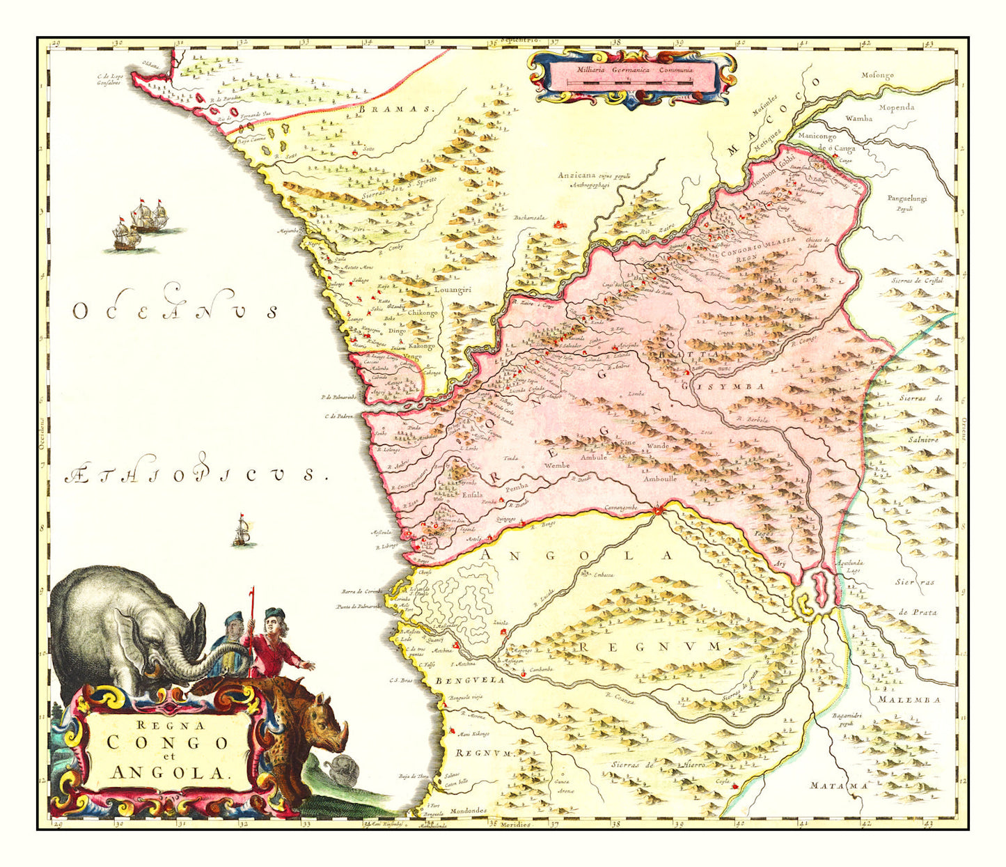 Vintage Map of Congo 1665
