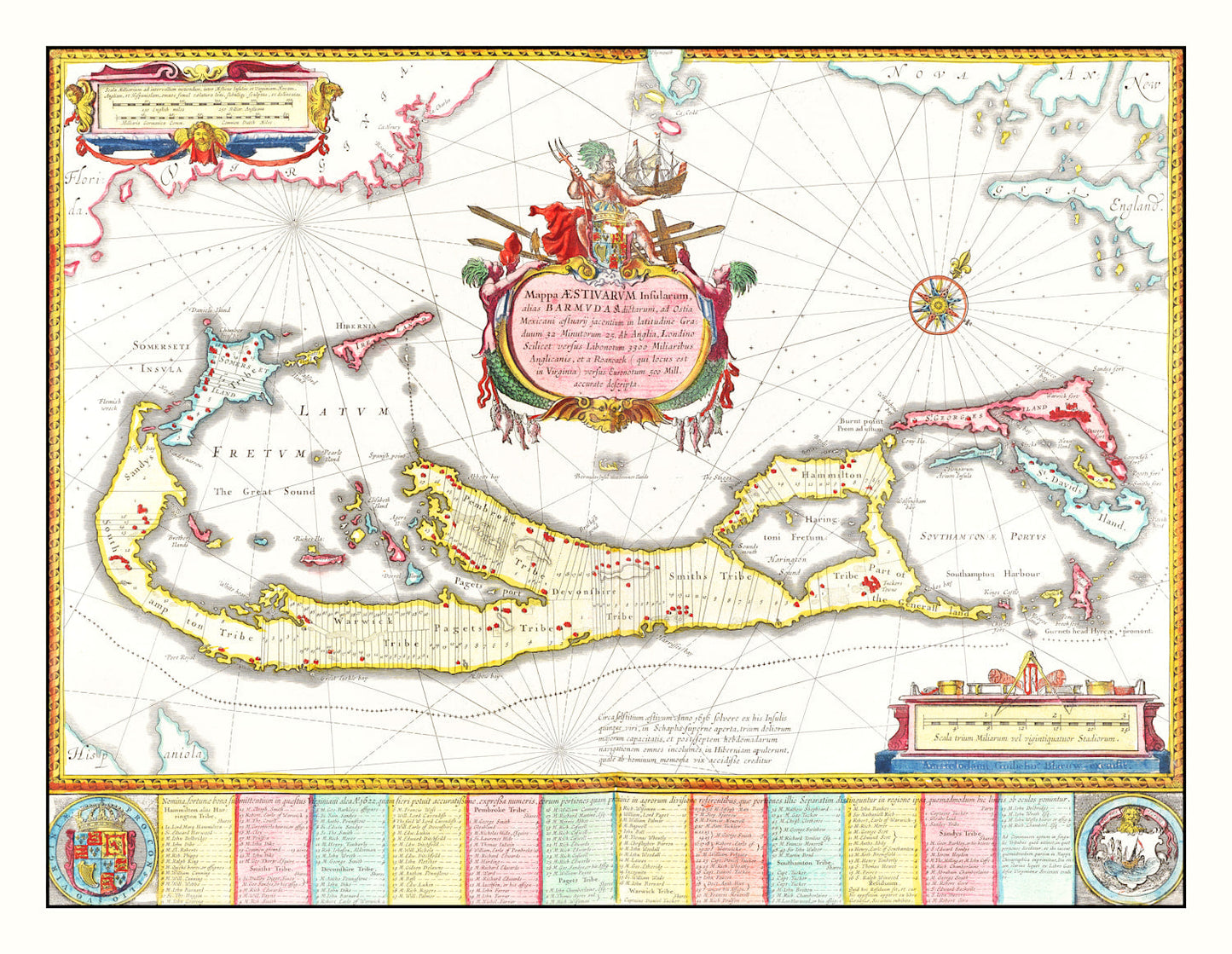 Vintage Map of Bermuda 1665
