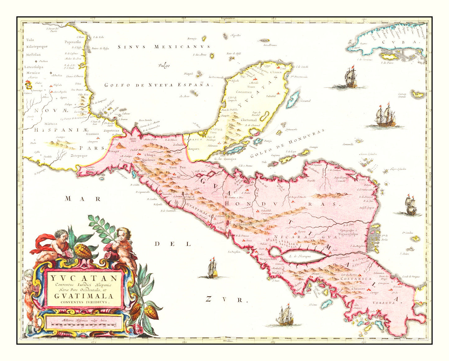 Vintage Map of Guatemala 1665