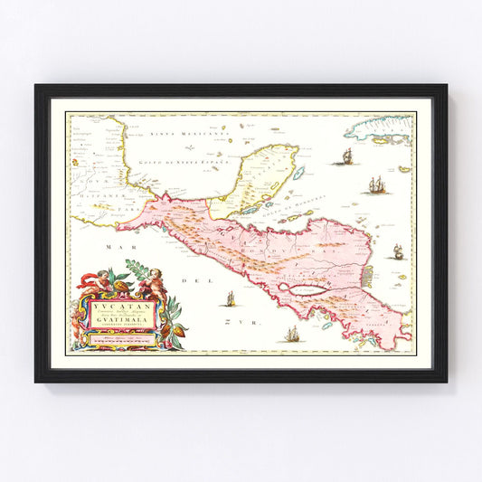 Vintage Map of Guatemala 1665