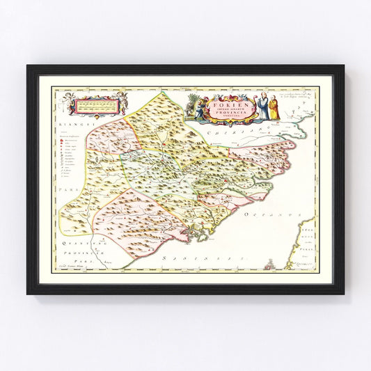 Vintage Map of Fujian, China 1665
