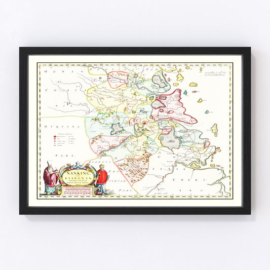 Vintage Map of Nanking, China 1665
