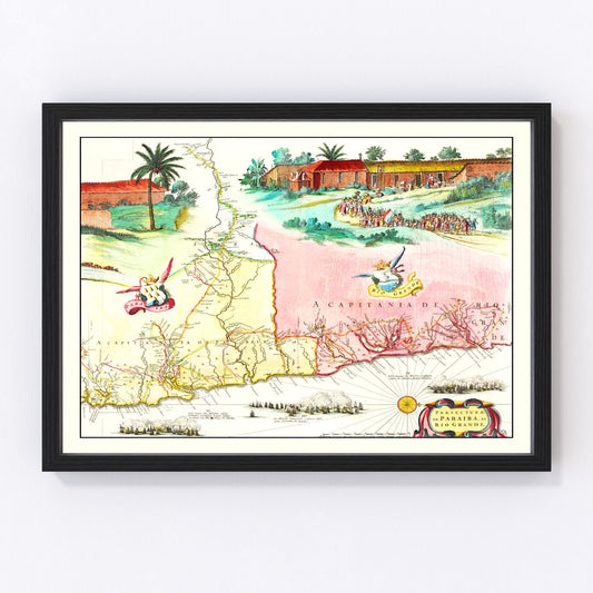 Vintage Map of Brazil 1665