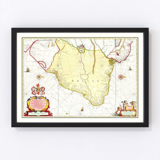 Vintage Map of Brazil 1665