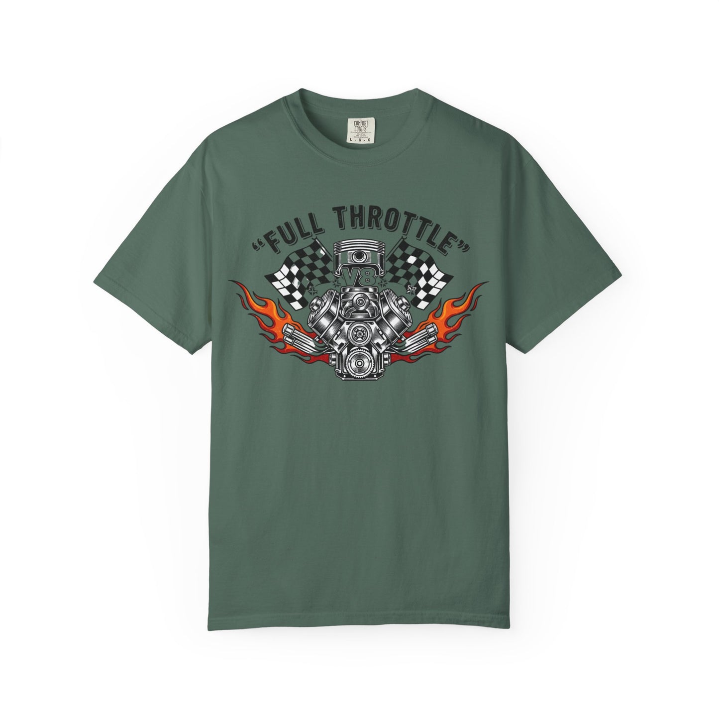 Full Throttle V8 Engine T-shirt | Racing Flags, Flames