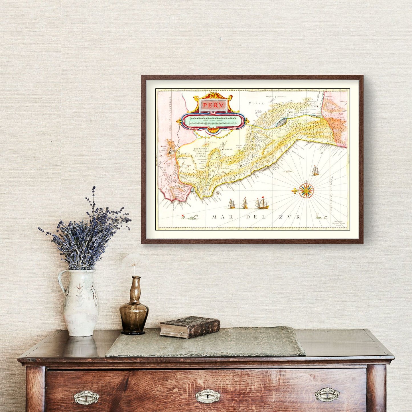 Vintage Map of Peru 1665