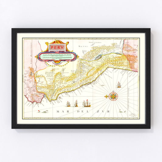 Vintage Map of Peru 1665