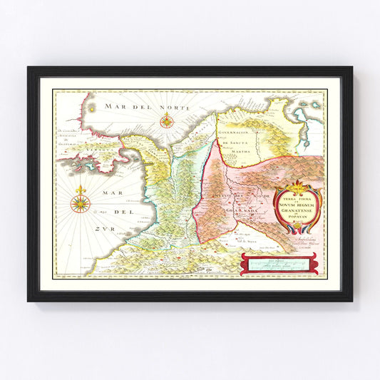 Vintage Map of Colombia 1665