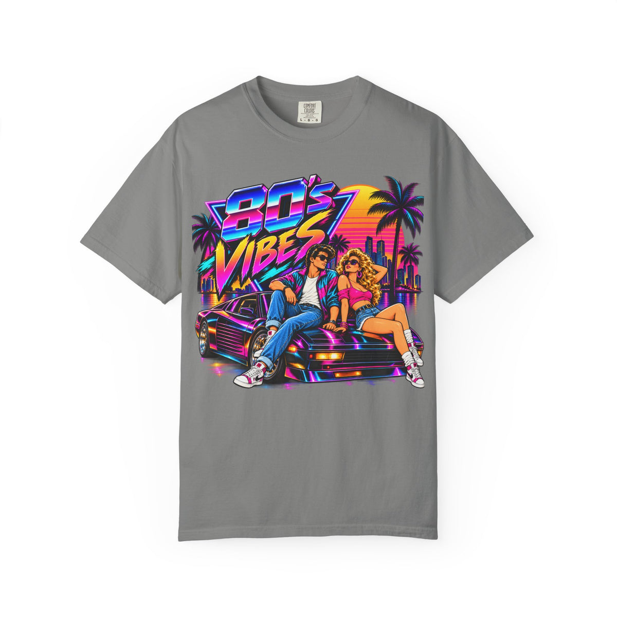 80s Vibes retro car scene T-shirt | neon palm sunset