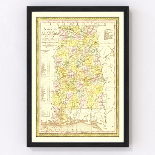 Vintage Map of Alabama 1854