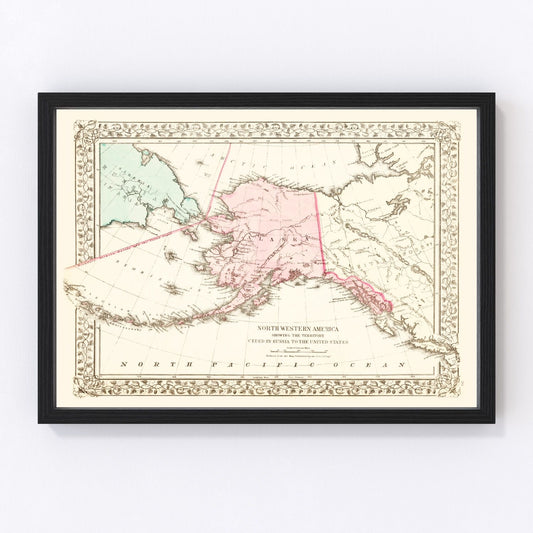 Vintage Map of Alaska 1886
