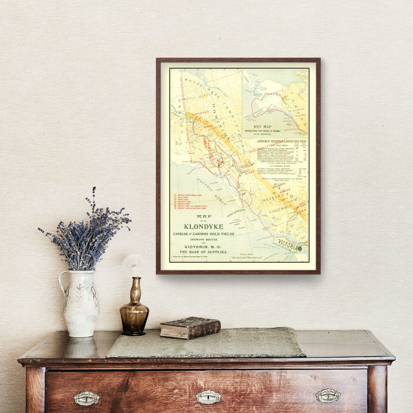 Vintage Map of Klondyke, Cassiar & Cariboo Gold Fields 1898