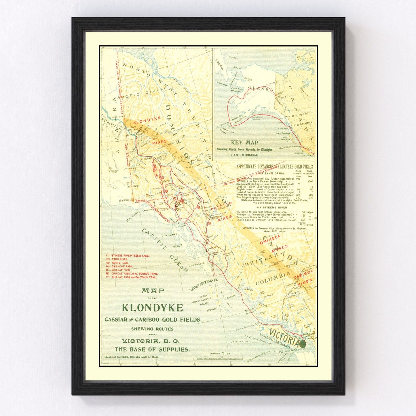 Vintage Map of Klondyke, Cassiar & Cariboo Gold Fields 1898