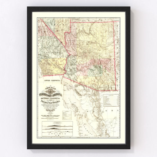 Vintage Map of Arizona 1877