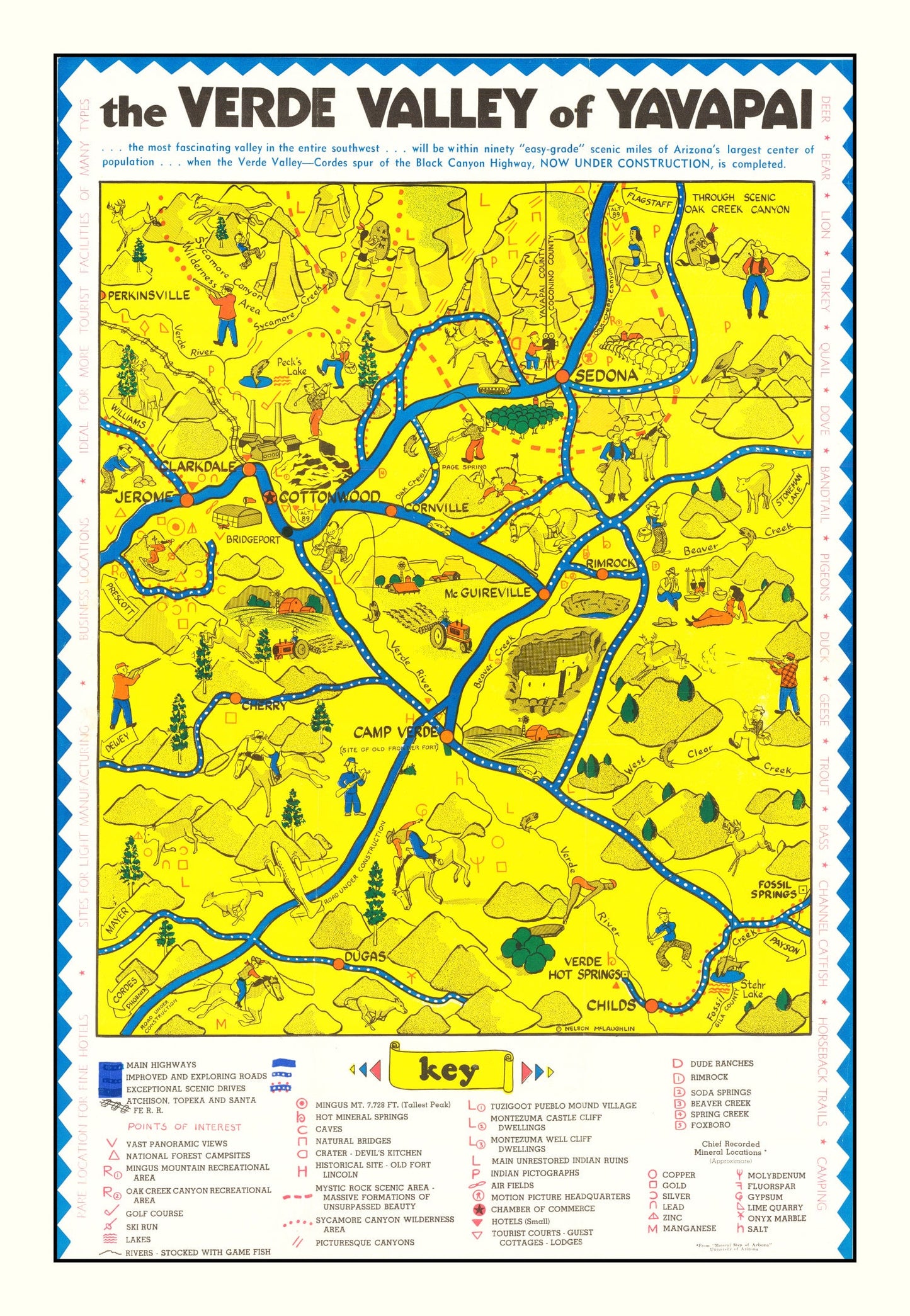 Vintage Verde Valley, AZ Map 1950