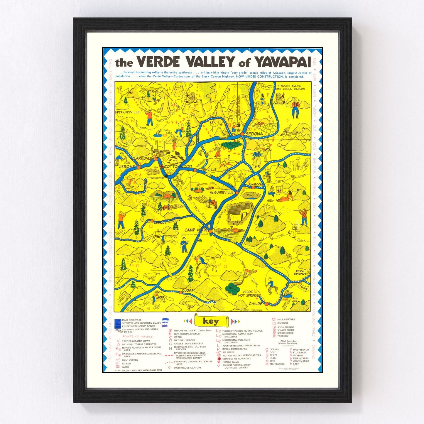 Vintage Verde Valley, AZ Map 1950