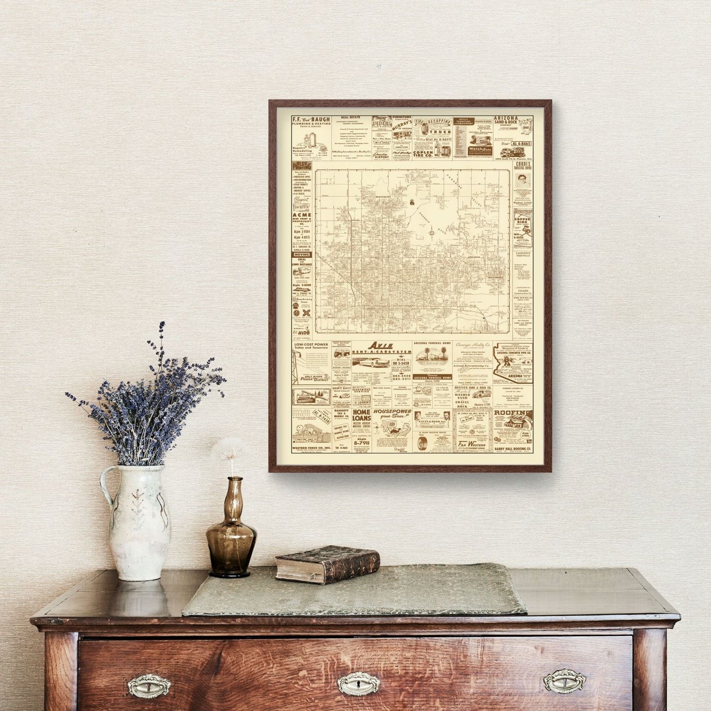 Vintage Map of Phoenix, Arizona 1956